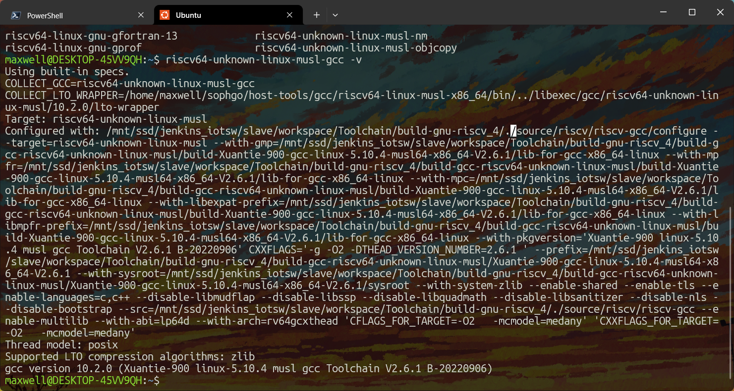 riscv64-unknown-linux-musl-gcc的执行输出